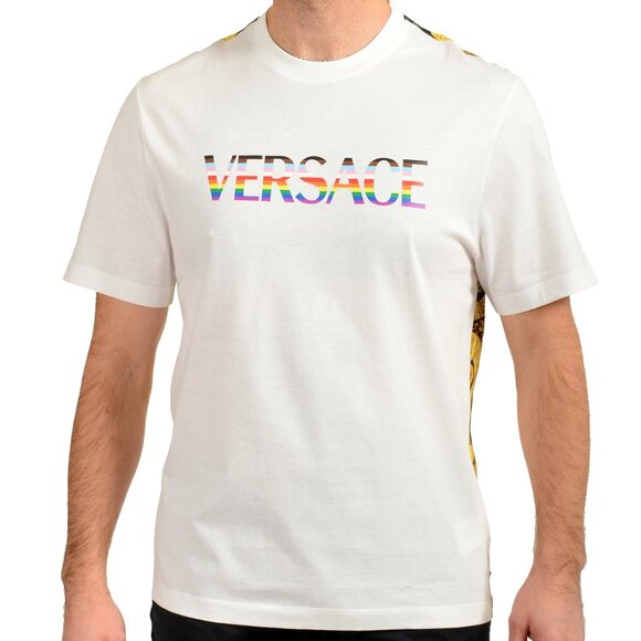 Versace Men's Barocco Pride Print Multi-Color Short Sleeve T-Shirt US 4XL IT 60 - Picture 1 of 6